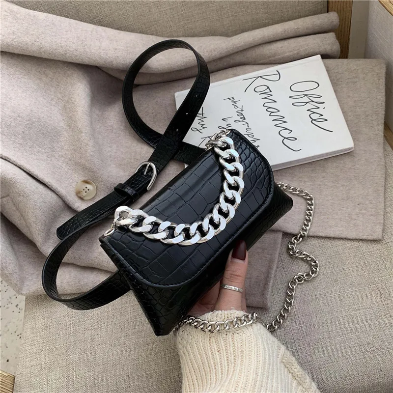 Женская сумка-мессенджер с крокодиловым узором, дизайнерская женская модная сумка-портфель, кожаная сумка на цепочке, сумки через плечо, B680