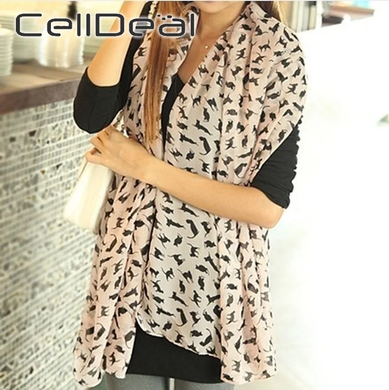 160x70 см милый шарф котенка популярная шифоновая цветная шаль в стиле граффити