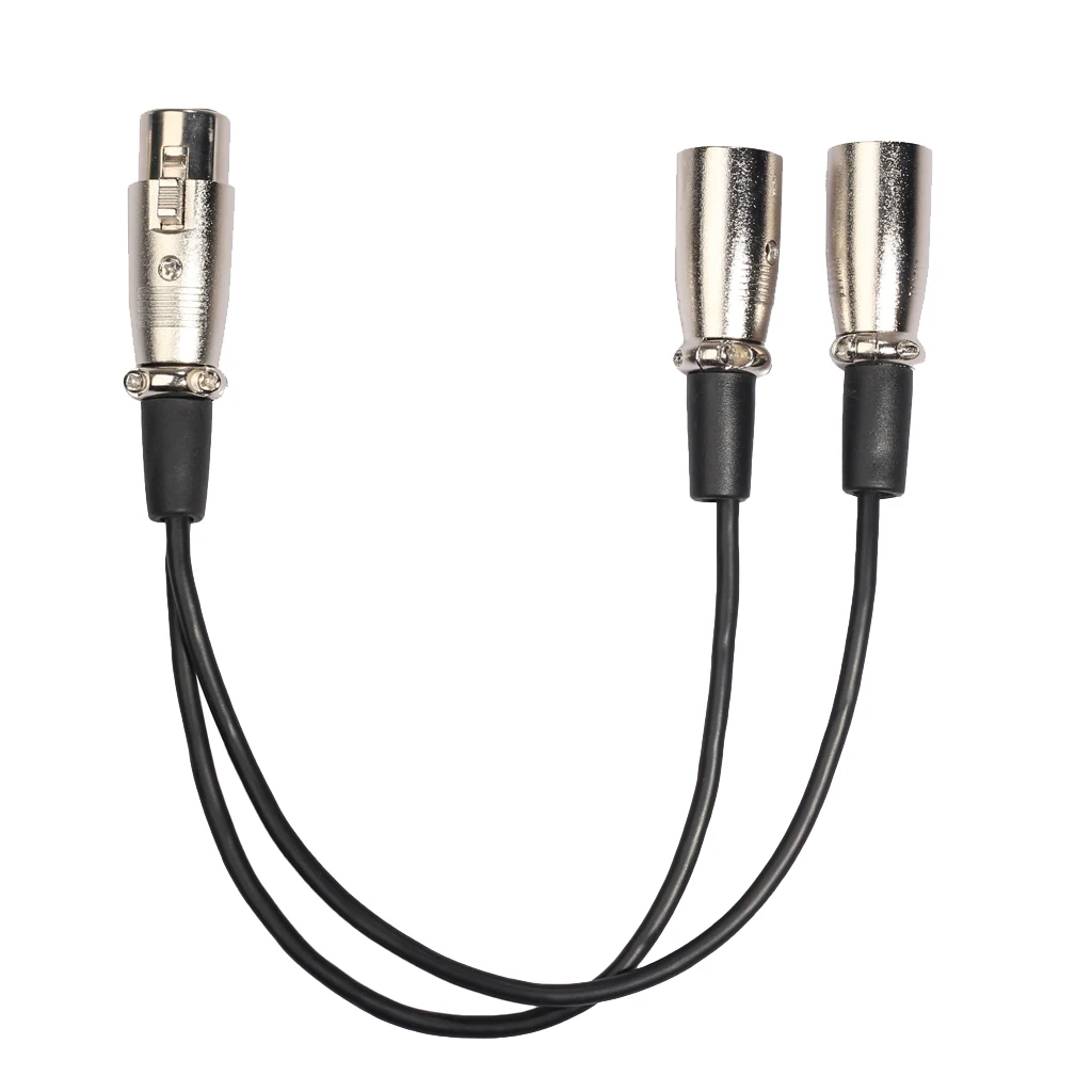 

3 Pins XLR Female to Dual 2 XLR Male Plug Y Splitter Cable Adaptor for Microphone Mic