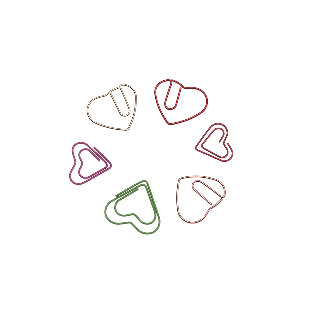 

5pcs Heart shap Mini Paper Clips Kawaii Stationery Clear Binder Clips Photos Tickets Notes Letter Paper Clip Stationery