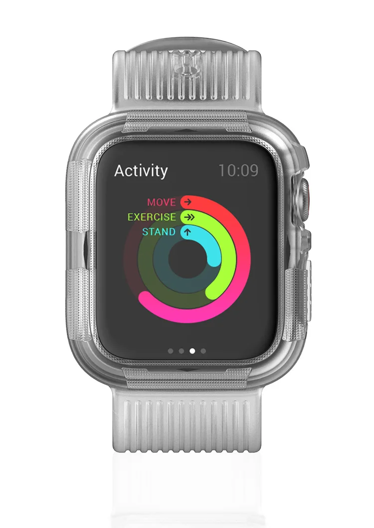 Ремешок для наручных часов Apple Watch, ремешок iWatch5 ремень 44/40 мм защитная оболочка сиамские спортивный силиконовый ремешок для Apple Watch 5 4 3 в 1 - Цвет ремешка: white
