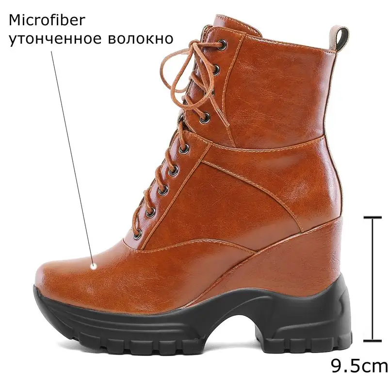 ALLBITEFO high heel leisure genuine leather ankle boots new brand fashion girl boots lace up Autumn Winter women boots