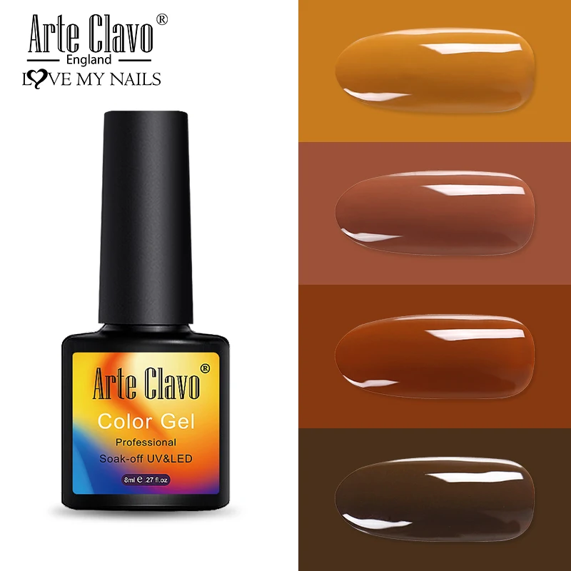 8ml-ZH14 Arte Clavo набор гель-лаков для ногтей 8 мл наборы для ногтей чистые цвета УФ Гель-лак набор базовое верхнее покрытие гель для нейл-арта все для маникюра - Цвет: 8ml-ZH14
