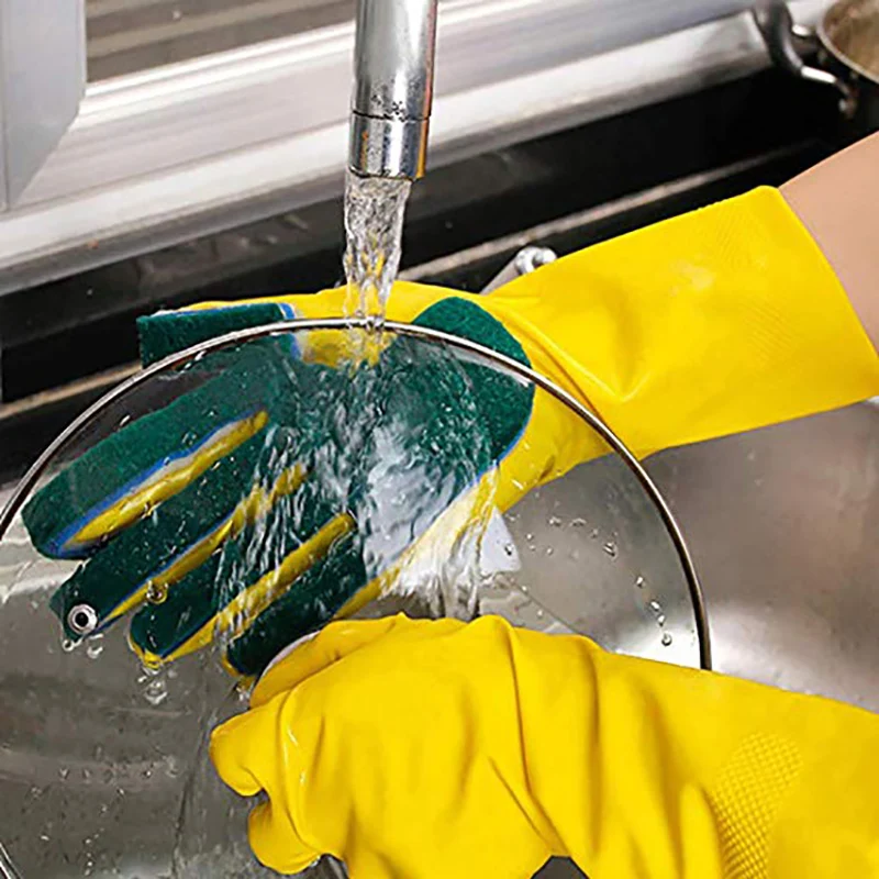 WALFOS Creative Washing Cleaning Gloves Garden Kitchen Dish Sponge Fingers Rubber Household Cleaning Gloves for Dishwashin
