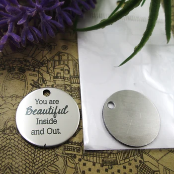 

10pcs--"YOU ARE BEAUTIFUL INSIDE AND OUT"stainless steel charms 5 styles for choosing DIY Charms for necklace bracelets