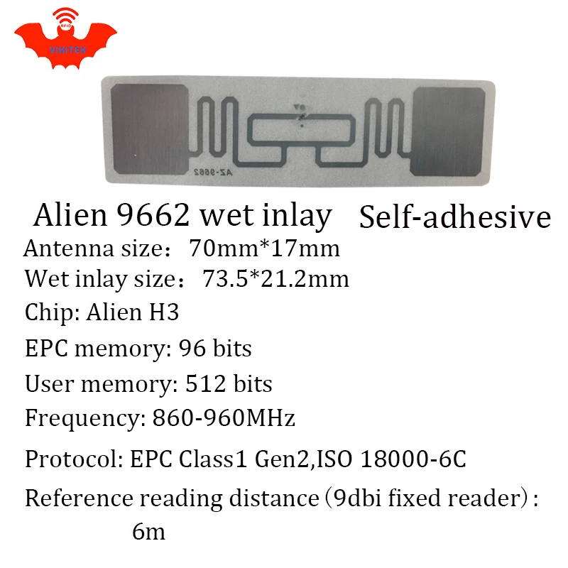Alien 9662 UHF RFID клейкий влажный Декор 500 шт. в рулоне 860 960 МГц Higgs3 915M EPC C1G2 ISO18000 6C можно