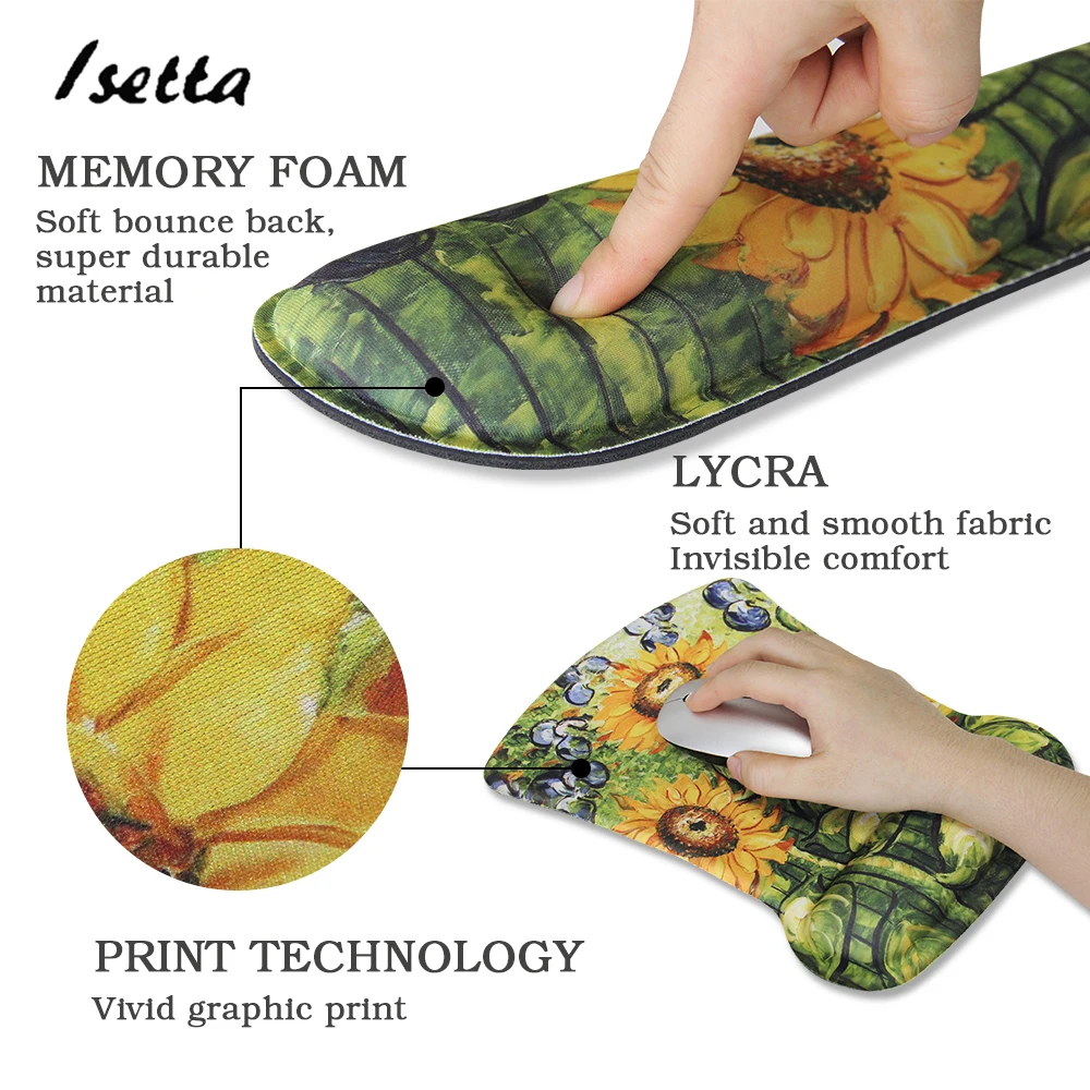 Mouse Pad Wrist Rest Keyboard Pad Wrist Rest Pad and Mouse Silica Gel Wrist Rest Support with Memory Foam