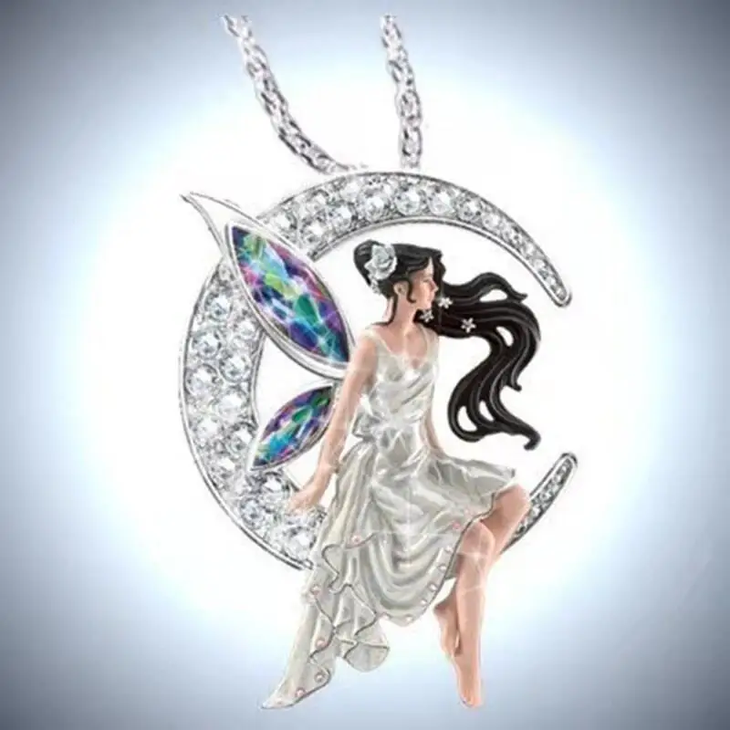 

Elegant Sweet Fairy Girl Necklace Flower Fairy Crystal Zircon Necklace Cocktail Party Jewelry Valentine's Day Gift
