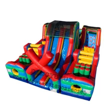 Inflatable Amusement Park Slide With Inflatable Obstacle Course Slide Bounce Combo For Children Outdoor Play Fun City