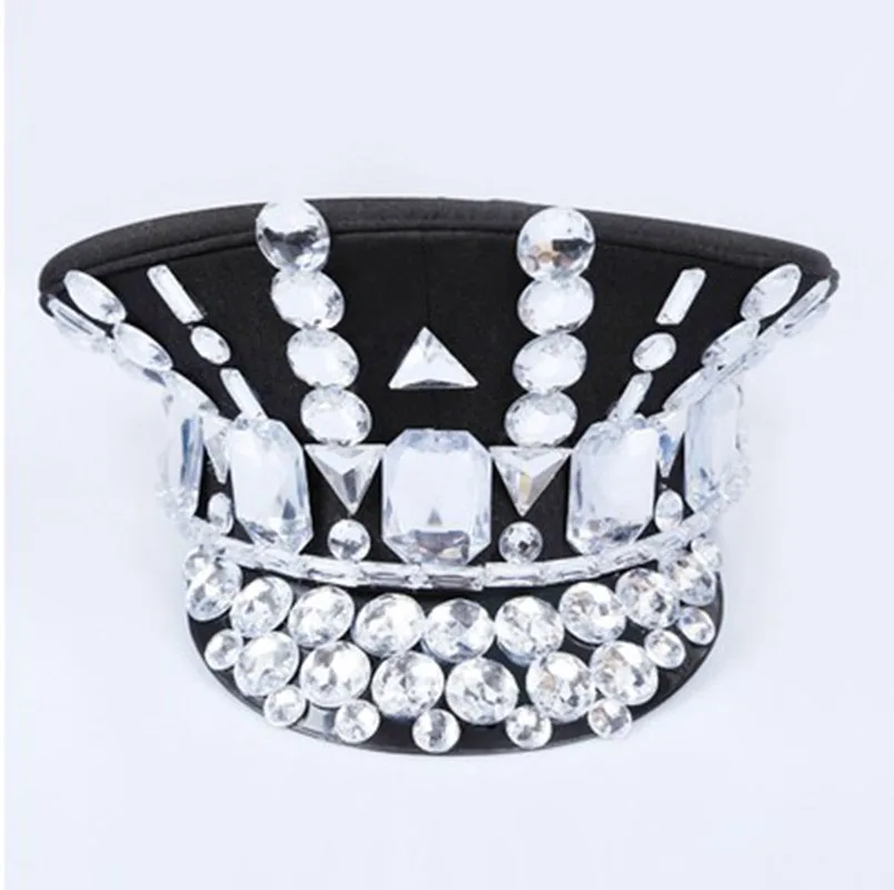 Hats Rhinestone Dj Bodysuit Singer Сексуальный купальник Яркие сценические костюмы Для певцовКостюм Праздновать наряд Вечерний танец Сценический наряд - Цвет: Hats