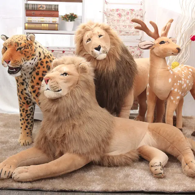 22'' Giant Big Lion Plush Soft Stuffed Simulation Lying Lion Doll Gift Home Toy