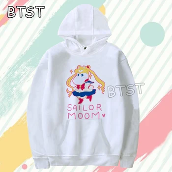 

New Harajuku Hoodie Japanese Sailor Moon Print Women Hoodies Pullovers Womens Long Sleeve Tops Kpop Clothes Gothic Pink Hoodie