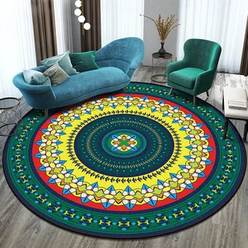 

Round Carpet Mandala carpet rug bedroom bedside Bathroom Computer Chair Antislip Mat Floor Mat Romantic Home Decor Gray White