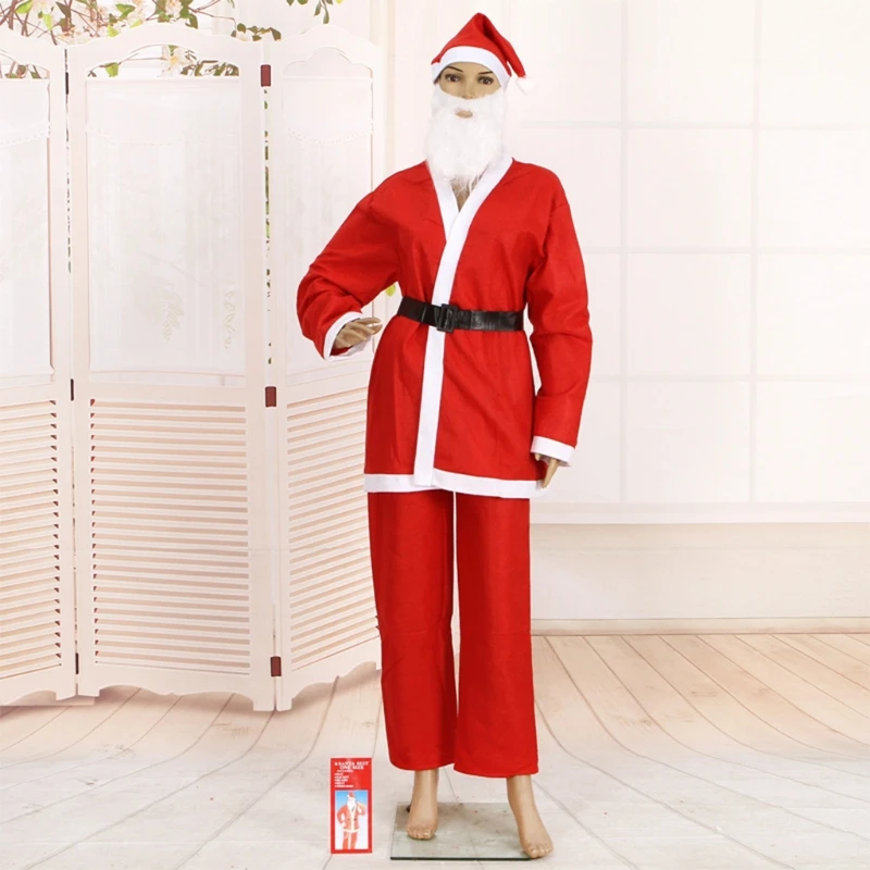 

Five-piece Suit Christmas Santa Claus Costumes Adult Men Funny Circus Outfit Naughty Joker Jester Fancy Cosplay Clothing