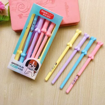 

4 pcs/lot Dog Bone Erasable Gel Pen Cute 0.38 mm black ink Signature Pen School Office writing Supplies Promotional Gift