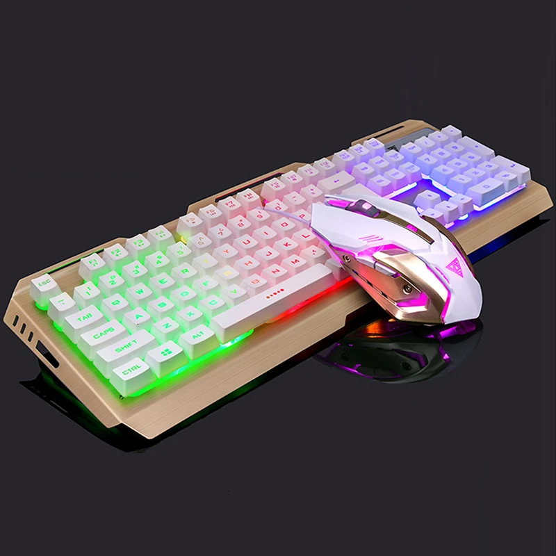 White Mixed Light Механическая игровая клавиатура компьютерная геймерская мышь Клавиатура для ПК ноутбук геймер дыхательный светильник Проводная клавиатура 3200 dpi Мышь комбо - Цвет: White Mixed Light