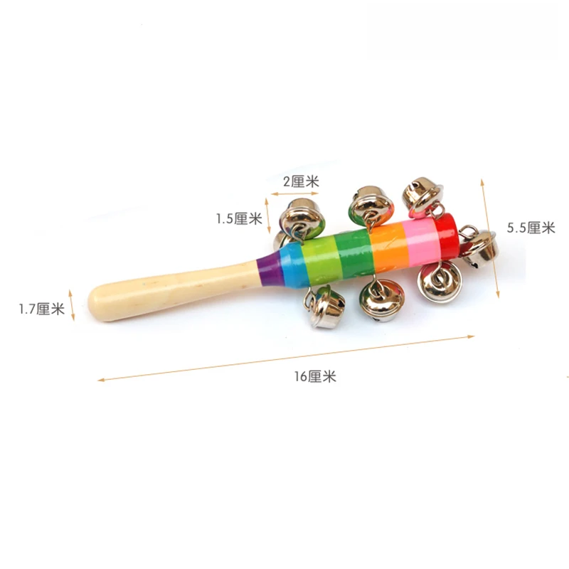 

Baby Wooden Rattle Rainbow Color Hand Bell Baby Rattles Jingle Bells Infant Shaker Rattle Educational Toys Free Shipping