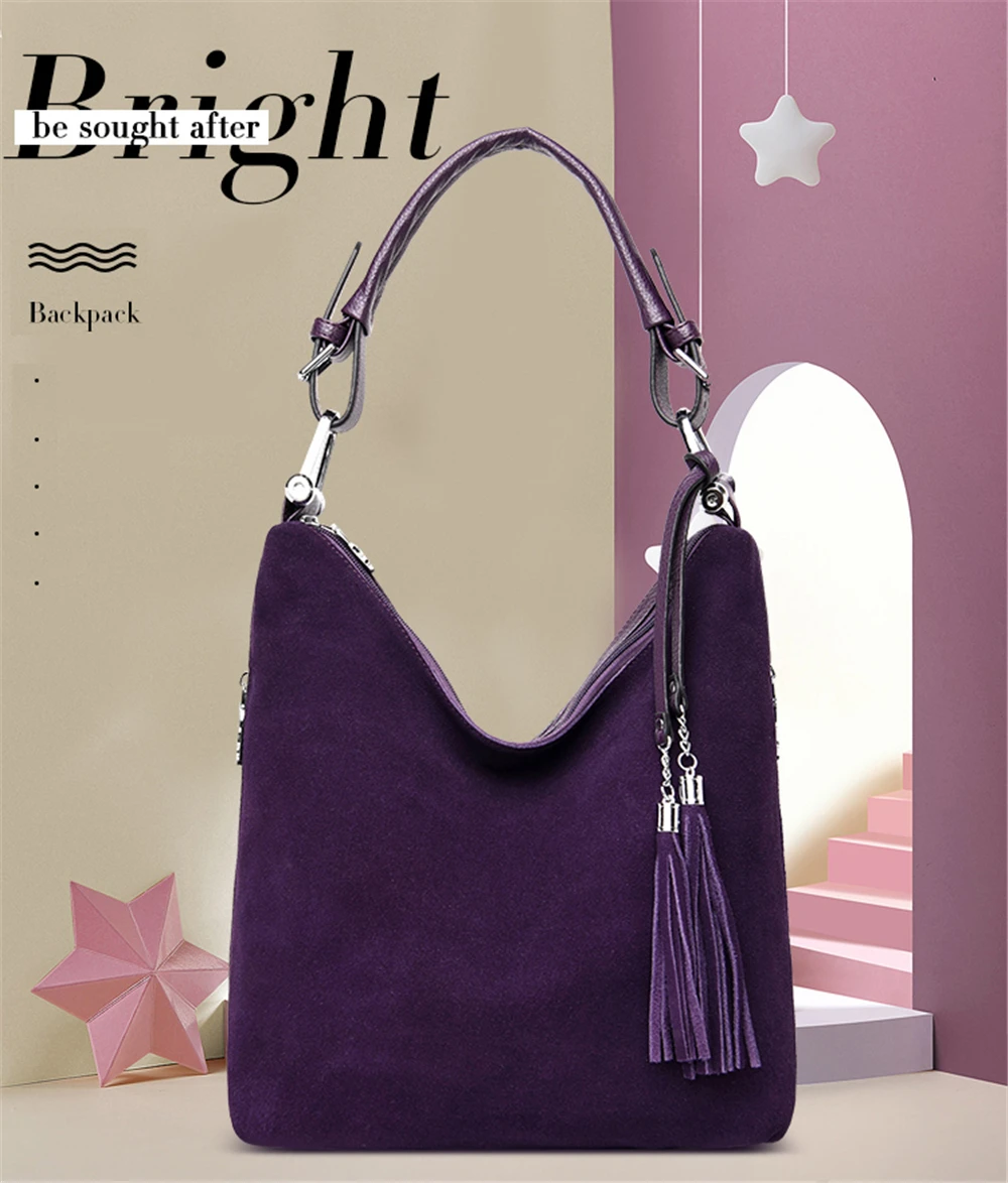 Новая женская замшевая кожаная сумка высокого качества роскошные сумки женские сумки дизайнерские модные сумки на плечо с кисточками для женщин