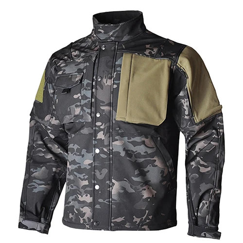 Camouflage S. ARCHON зимняя Тактическая Военная куртка мужская камуфляжная софтшелл теплая флисовая куртка пальто с несколькими карманами Лоскутная куртка - Цвет: Camouflage