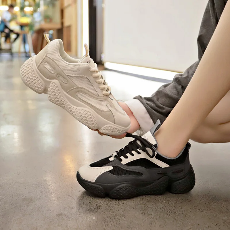 

Small White Shoes Women's 2019 Dad Rednet INS Athletic Shoes Shoes Autumn Versatile Network round-Toe Surface Cotton through Vis