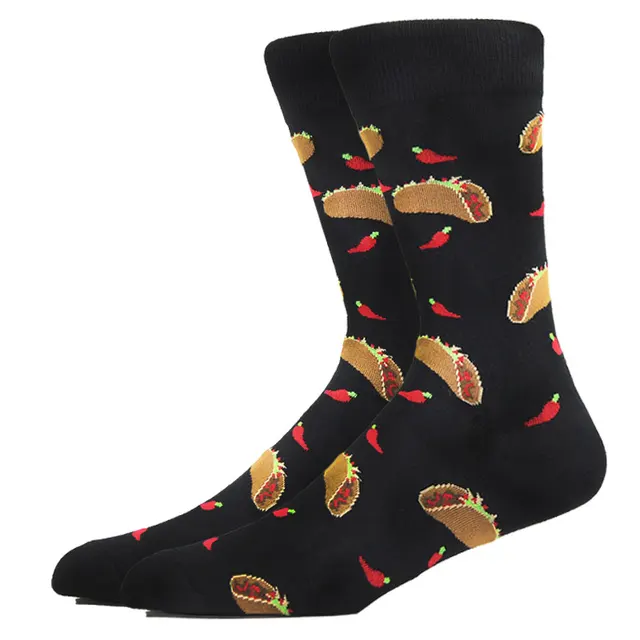 Burger Pizza Sushi Males Socks Fashion Cute Series Korean Harajuku Cartoon Funny Women Happy Cotton Cool Middle Tube Socks HK11016-2