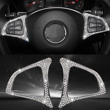 

Car Steering Wheel Button Frame Cover Sequin Upgrade Sticker Styling for Mercedes-Benz C Class GLA GLC CLA Class W205