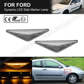 

2Pcs Clear Dynamic LED Side Marker Turn Signal Lamp Lights For Ford Focus MK1 1998-2004 Ford Mondeo MK3 2000-2006