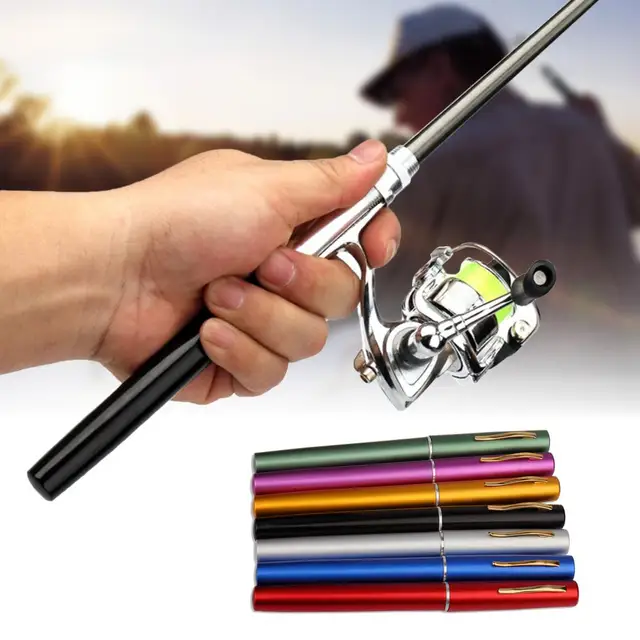  GDXFSM Mini Fishing Rod Pen Type Fishing Rod, Foldable Fishing  Rod Kit Telescopic Fishing Rod Rotating Reel, Combination Kit,Gold : Todo  lo demás