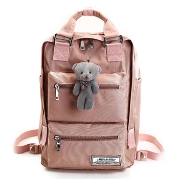 

LENLEI 2019 College Style Solid Color Waterproof Nylon Women Backpack Cute School Bags For Teen Girls High Quality Travel Bag