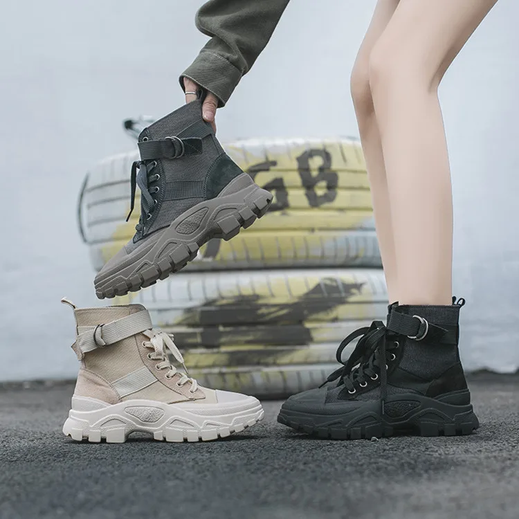 

Martin Boots Women's 2019 Autumn New Style Short Boots Versatile Hight-top Vintage Motorcycle Short Boots Online Celebrity Briti
