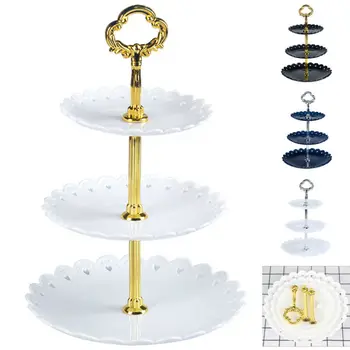

3 Tier Cake Stand Afternoon Tea Wedding Plates Party Tableware New Bakeware Plastic Tray Display Rack Cake Decorating Tools