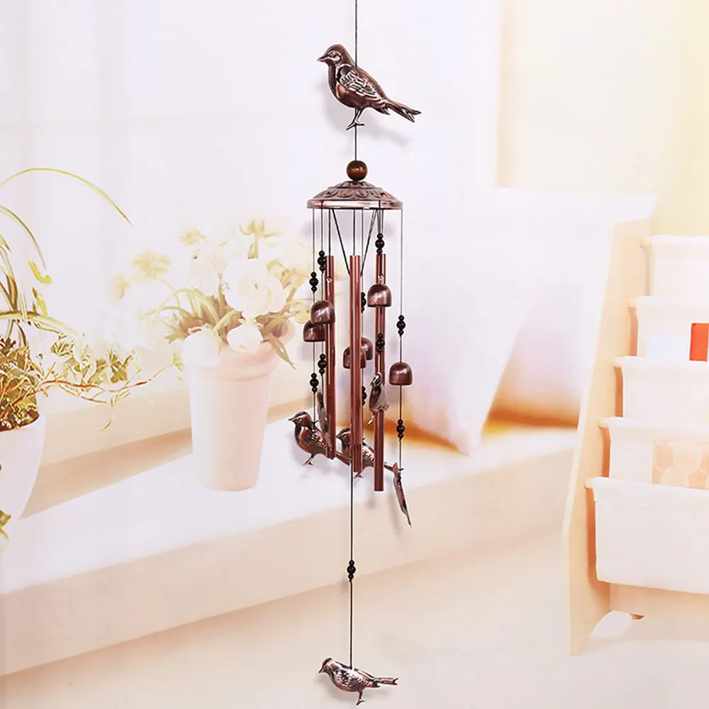 

Bird Wind Chimes 4 Hollow Aluminum Tubes Wind Bells Birds Designs Decoration Pendant for Window Garden Indoor Outdoor Decoration