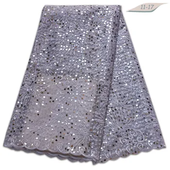 

High class Nigerian Lace Fabric Dubai Embroidered French Tulle Lace 2019 With sequins for wedding party dress 02