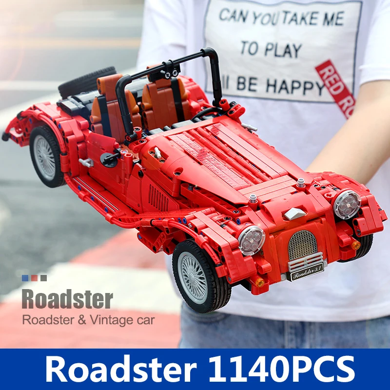

1141PCS MOC Technic the Jalopy red Convertible Car Building Blocks Legoness Educational Roadster Toys for Children Boy Gift