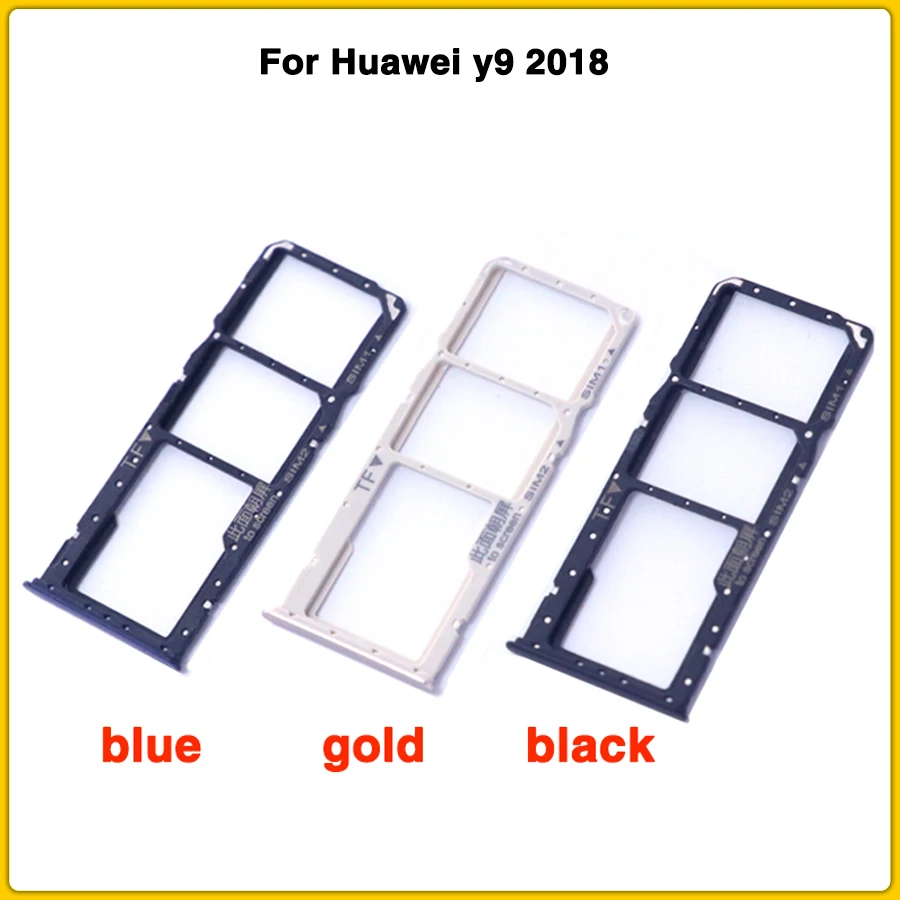 Huawei Y9 2018 Sim Tray SIM Card Tray Slot Holder Replacement Part Black, Gold, Blue 1 New Y9 Sim Card Tray For Huawei y9 2018 Sim Holder Card Slot New 3 Colors black / gold /blue + card pin|SIM Card Adapters| - AliExpress
