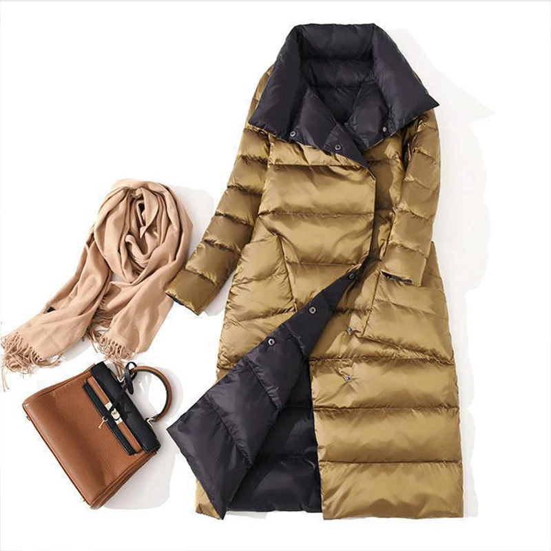 Fitaylor  Women Double Sided Down Long Jacket