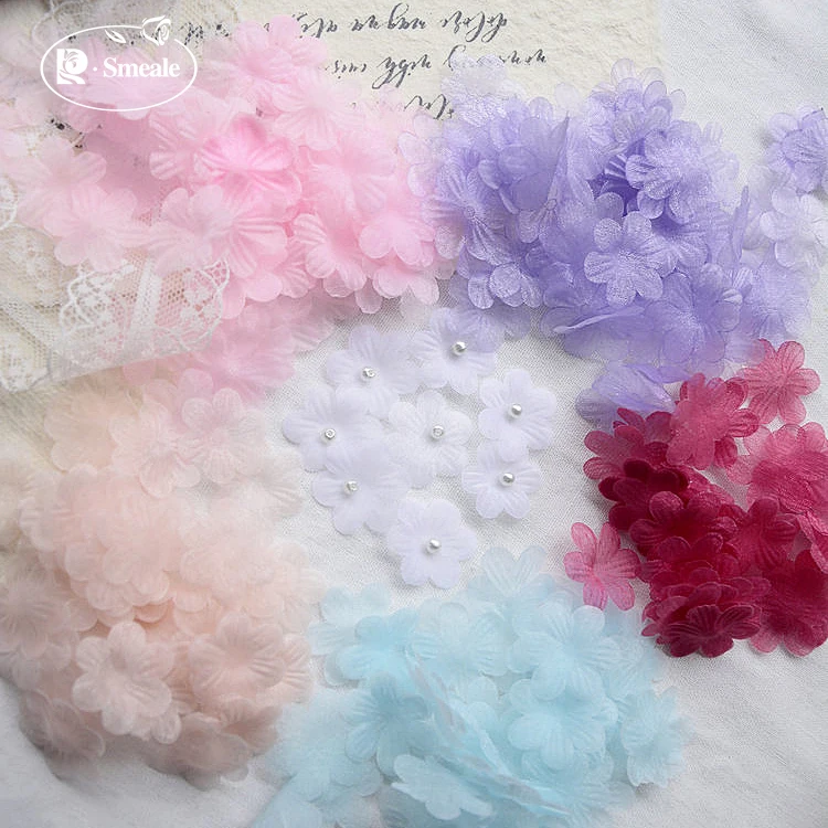 Mini Snow Yarn 3D Petals Wedding Dress Doll Clothes Decorative Small Flowers DIY Accessories RS3066 |