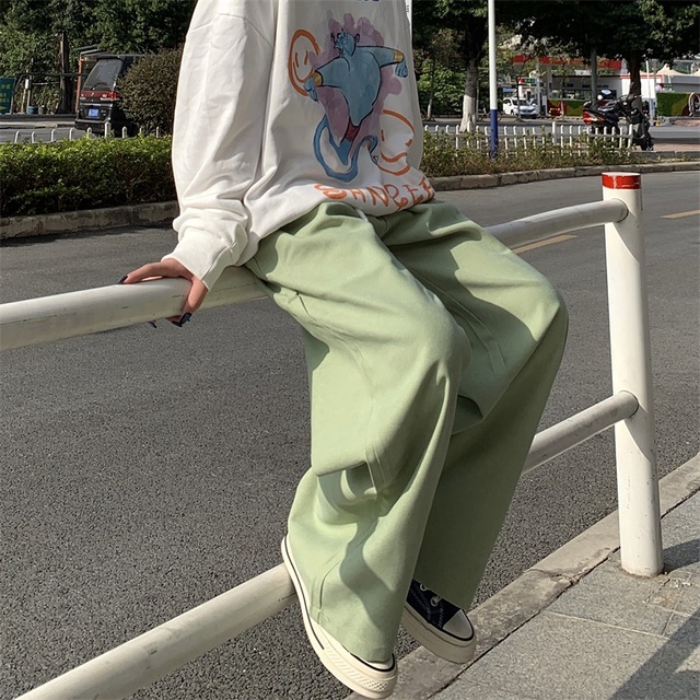 Spring Casual Trousers Unisex Spring Autumn 6-color Washed Brushed Straight Overalls Wide Leg Pants Men and Women Joggings