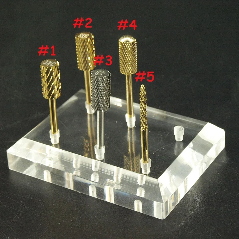  EasyNail~Pro. 5 Types Gold Tungsten Carbide Bur Nail Drill Bit Cutter Nail Files Nail Electric Dril