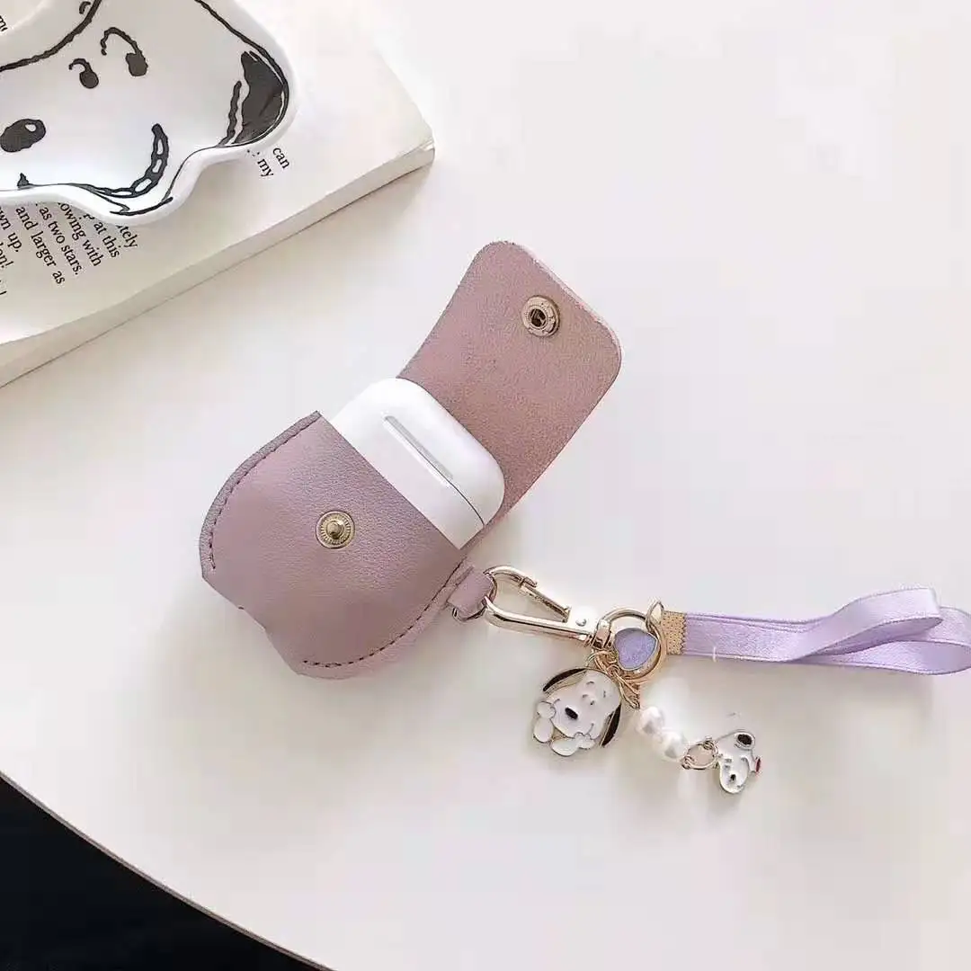 Симпатичные арахис мультфильм шаблон Кожаный Забавный карман для Apple AirPods 1 2 Bluetooth беспроводной чехол для наушников зарядная коробка шнур