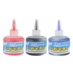 1 botella de tinta de repuesto de 50ml para recarga de tintas, rotulador de pizarra blanca, negro, rojo, azul, 3 colores, suministros escolares y de oficina