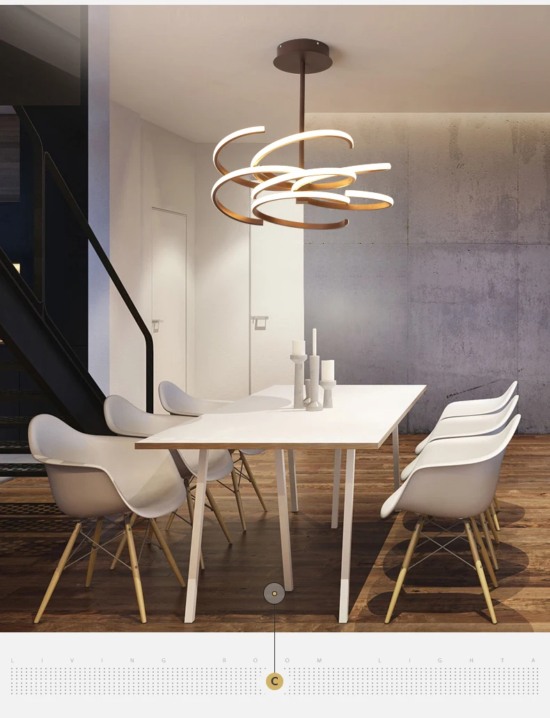 Кофе цвет современный светодиодный Люстра акриловая лампа обеденная подвесной светильник для гостиной, спальни, кухни, сплошные Алюминий потолочное крепление для люстры