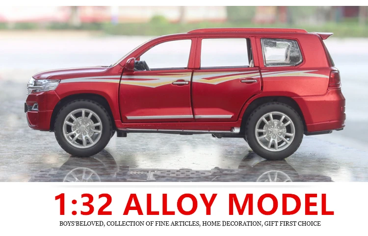 1:32 Toyota Land Cruiser 6 открыть дверь со звуком светильник детская брелок для автомобильных ключей, Модель Коллекция подарков отводной автомобиль
