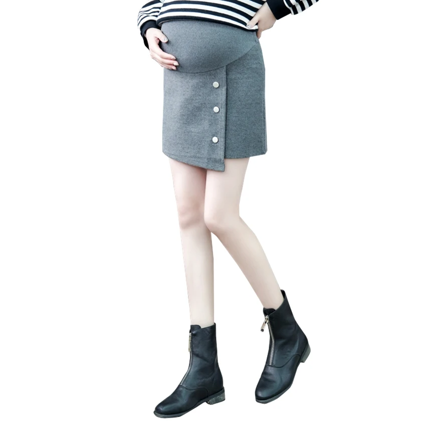 Корейская версия беременных женщин Шерсть тела половина тела юбка беременных живот подъемный мешок мода бедра юбка брюки - Цвет: qian hui