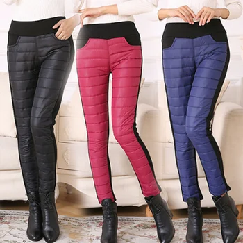

Women Trousers Winter High Waist Slim Warm Thick Duck Down Legging Pants Skinny Outdoor J55