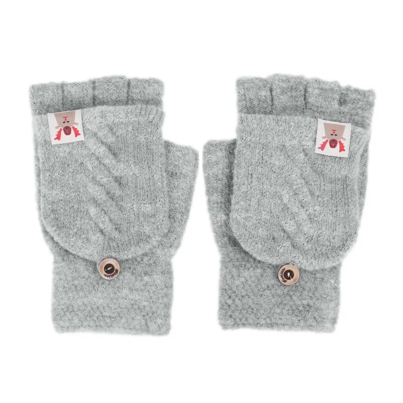 Gray Guantes зимние перчатки женские зимние перчатки для девочек одноцветные перчатки из кроличьей шерсти мягкие теплые яркие цвета двойные женские перчатки - Цвет: Gray