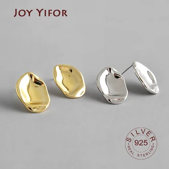 

Gold Color 925 Sterling Silver Irregular Concave-convex Leaf Style Small Stud Earrings for Women Sterling Silver Jewelry