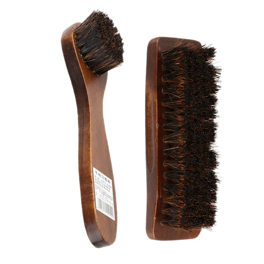 Pack Of 2 Wooden Handle Shoe Boot Cleaning Brush Cleaner Polish Applicator Shine