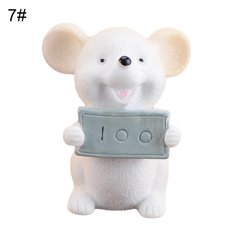 7 Mini Shengxiao Figurine Resin Decoration Crafts Ingot Gold Coin Lucky Rat Animal Figurines Statue DIY Garden Table Ornament - Color: 7