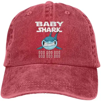 

Mens Vintage Adjustable Cap Custom Baby Shark DOO DOO DOO Funny Cowboy Hat, Red